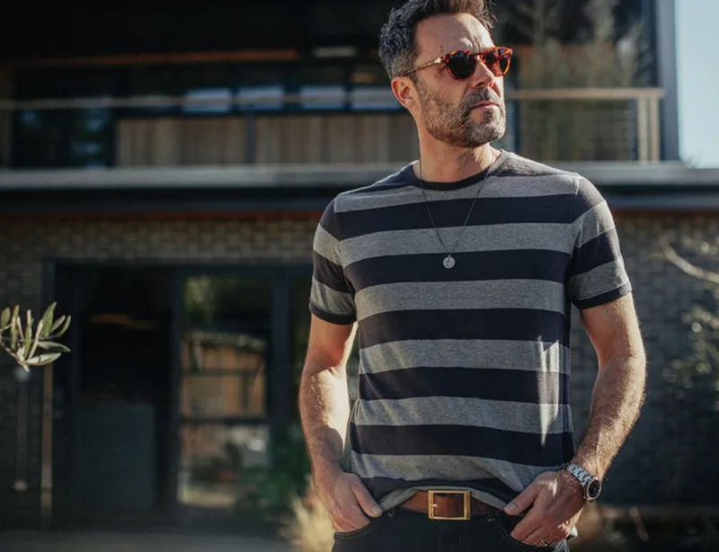 &SONS Papillon T-Shirt Grey Stripe Outlet