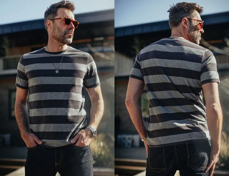 &SONS Papillon T-Shirt Grey Stripe Outlet