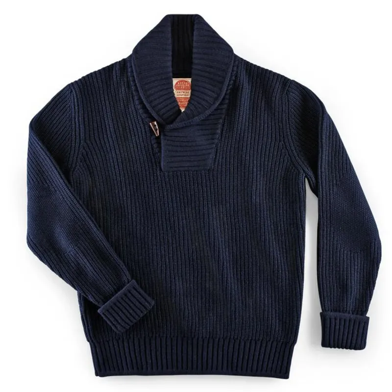 &SONS Port Shawl Collar Jumper Navy Flash Sale
