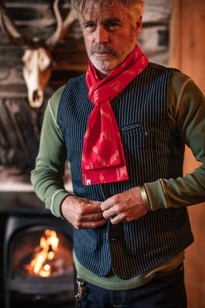 &SONS Red Ikat Scarf Sale