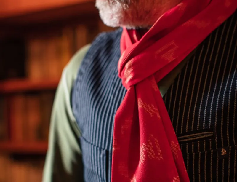 &SONS Red Ikat Scarf Sale