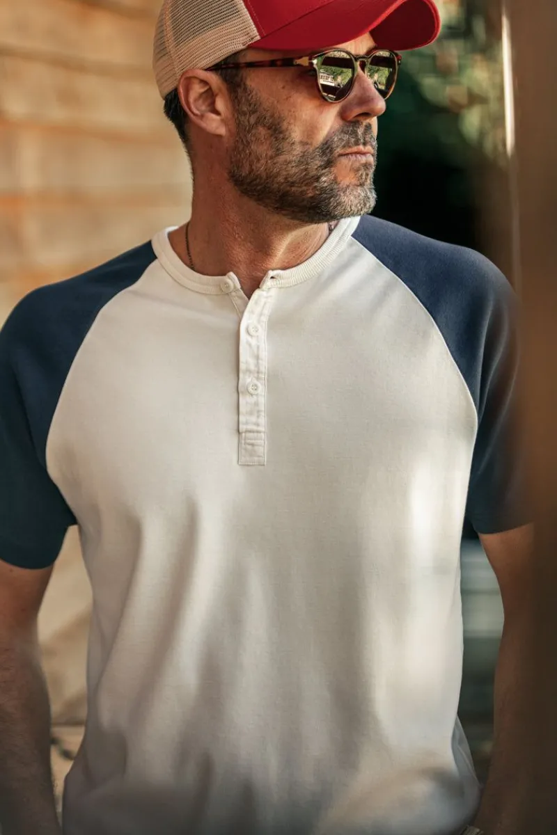&SONS The Chariot Henley Shirt Raw/Indigo Cheap