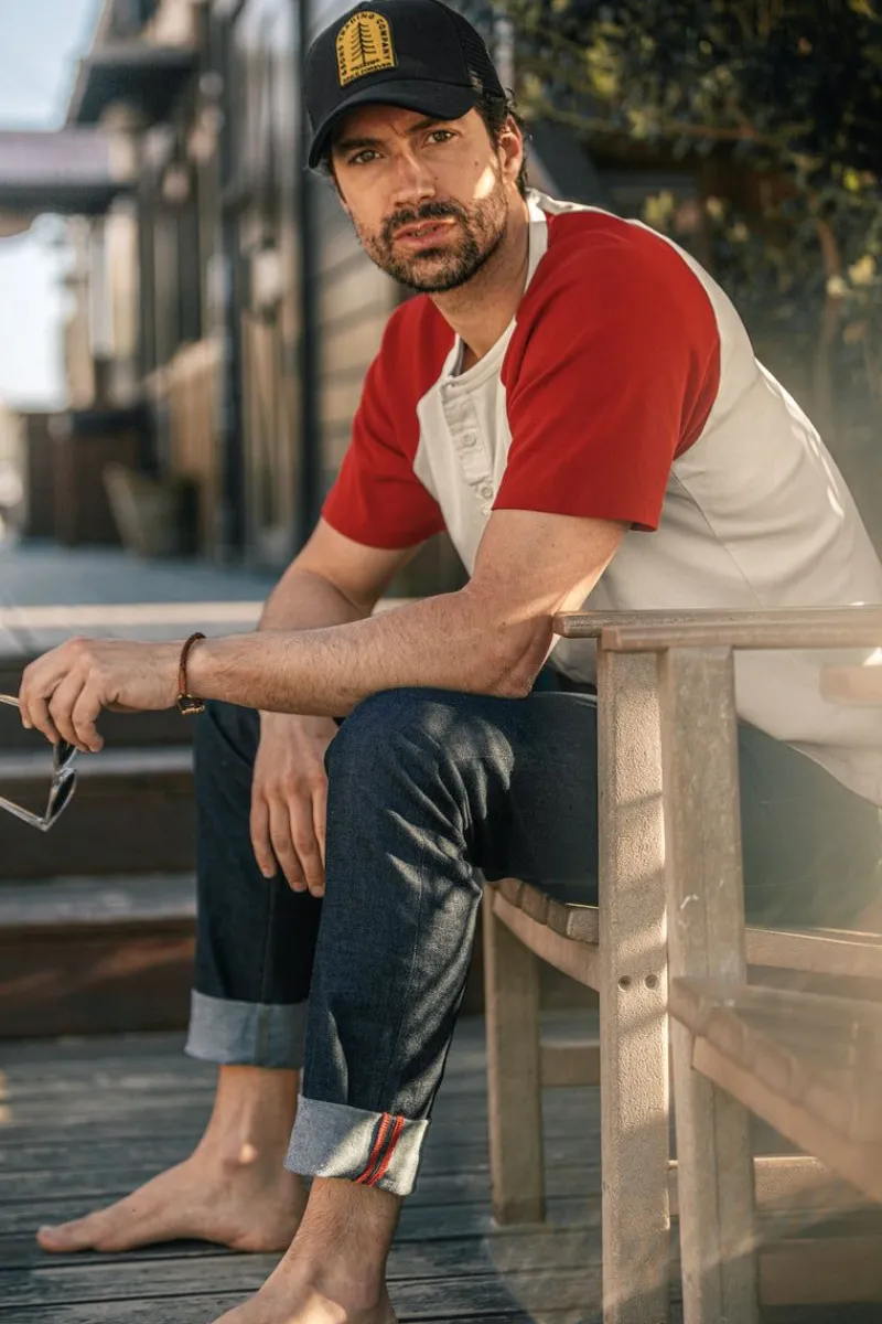 &SONS The Chariot Henley Shirt Raw/Red Fashion