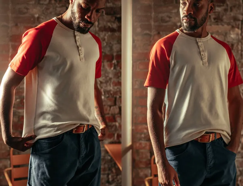 &SONS The Chariot Henley Shirt Raw/Red Fashion