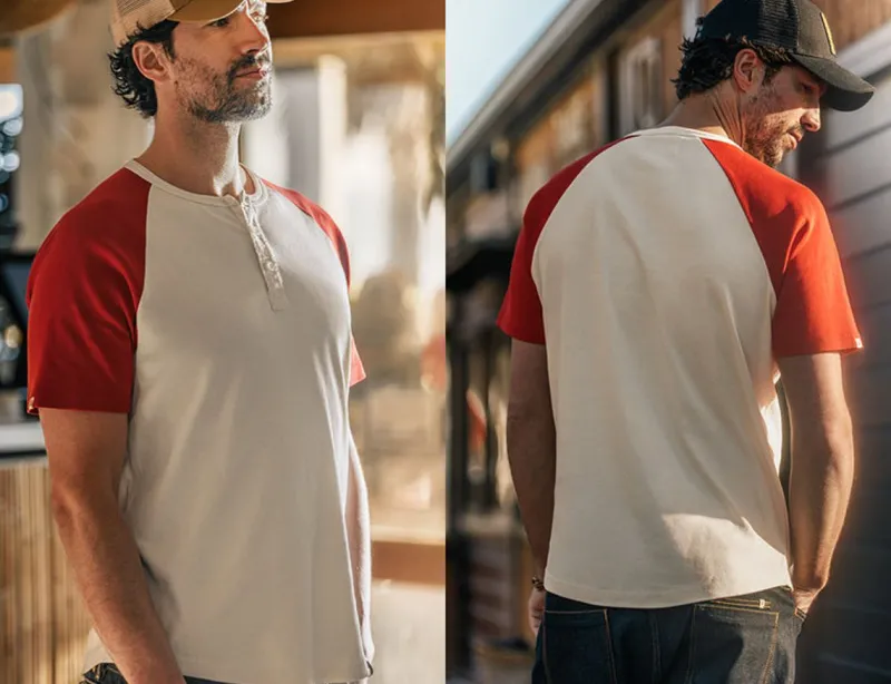 &SONS The Chariot Henley Shirt Raw/Red Fashion