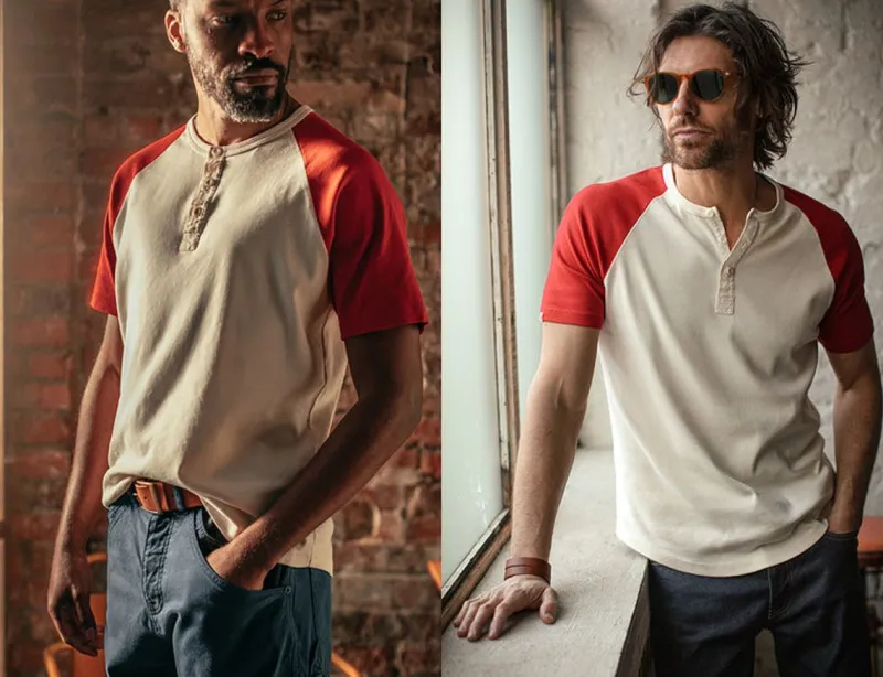 &SONS The Chariot Henley Shirt Raw/Red Fashion