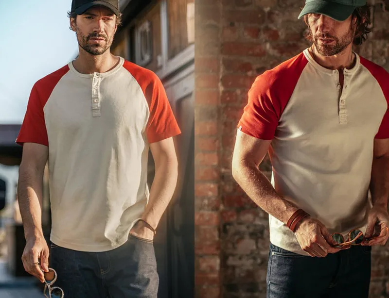&SONS The Chariot Henley Shirt Raw/Red Fashion