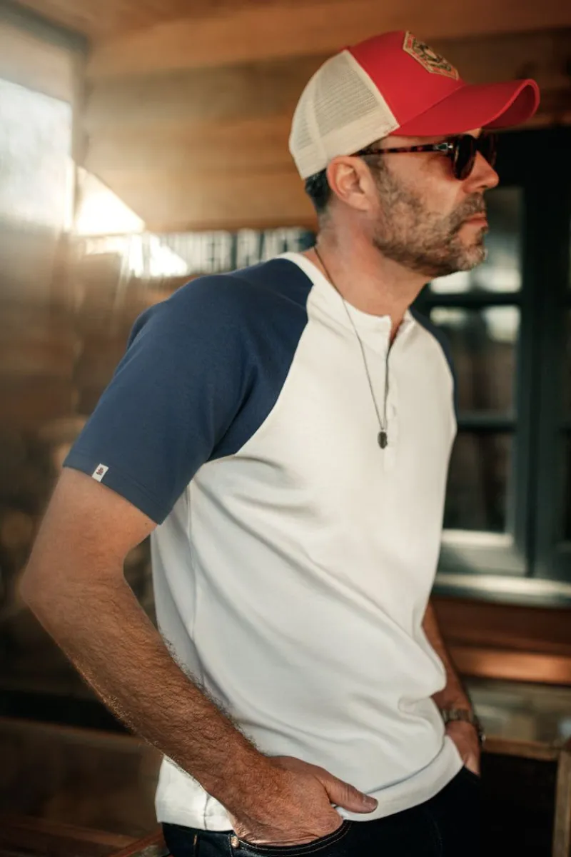 &SONS The Chariot Henley Shirt Raw/Indigo Cheap