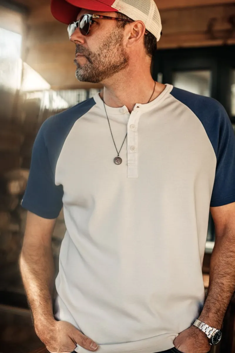 &SONS The Chariot Henley Shirt Raw/Indigo Cheap