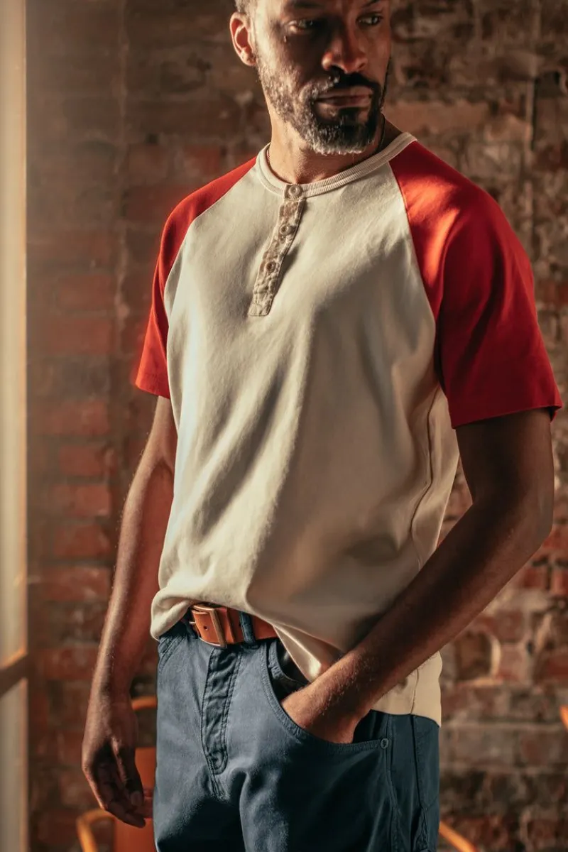 &SONS The Chariot Henley Shirt Raw/Red Fashion