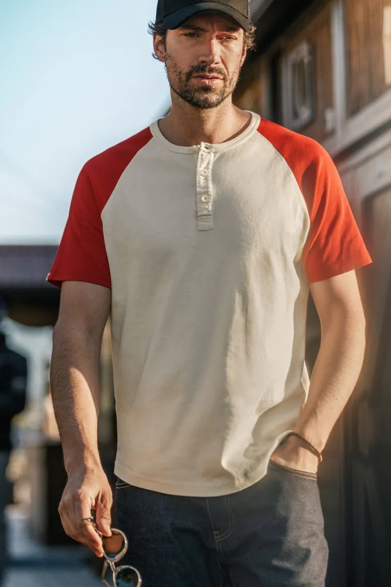 &SONS The Chariot Henley Shirt Raw/Red Fashion