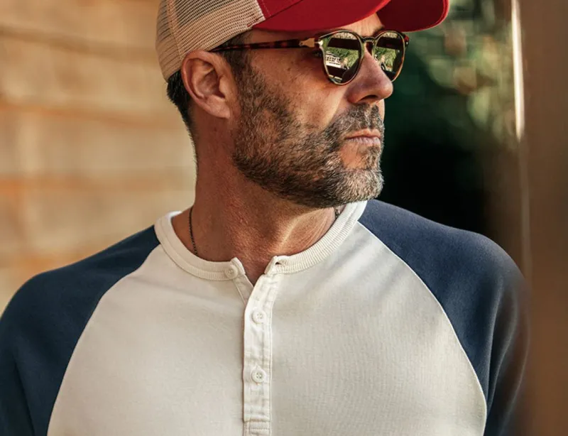 &SONS The Chariot Henley Shirt Raw/Indigo Cheap