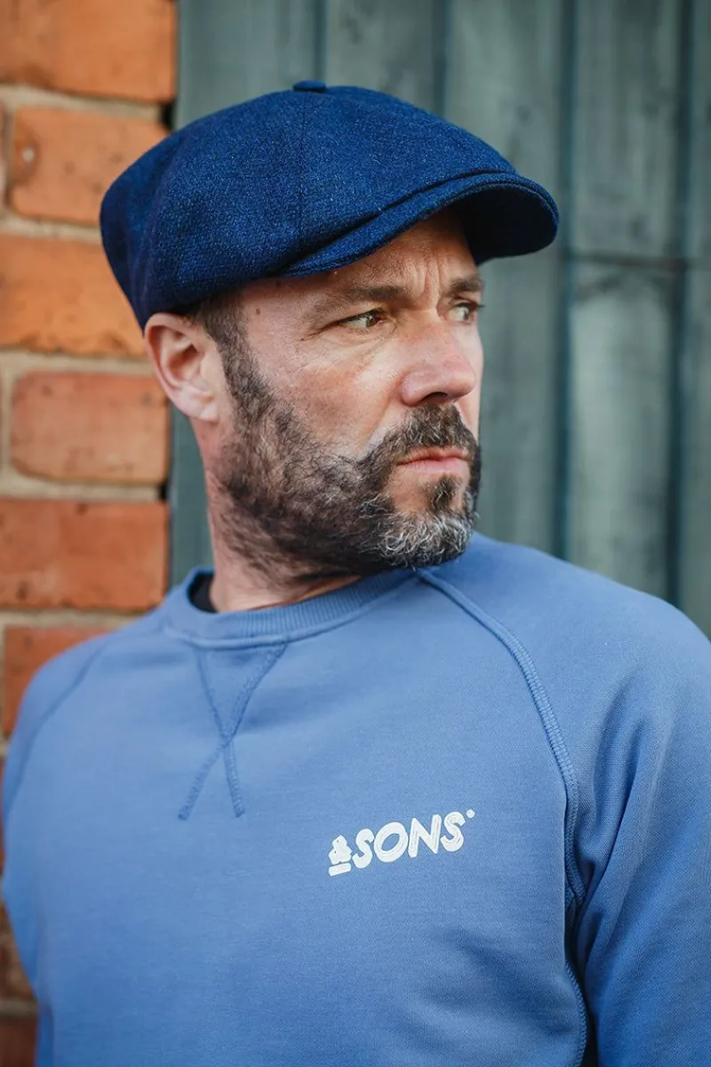&SONS The London Baker Boy Hat- Blue Indigo Cheap