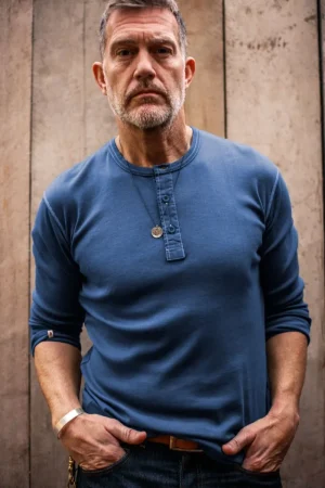 &SONS The New Elder Henley Shirt Indigo Best Sale