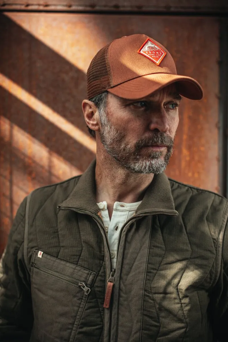 &SONS Trucker Badge Cap Rust Tan Sale