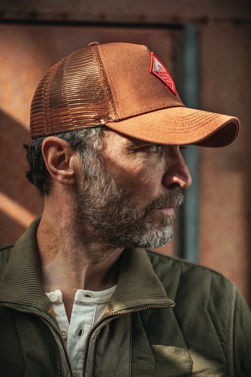 &SONS Trucker Badge Cap Rust Tan Sale