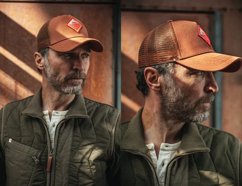 &SONS Trucker Badge Cap Rust Tan Sale