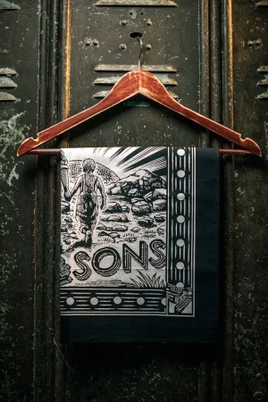 &SONS Woodcut Bandana Black Cheap